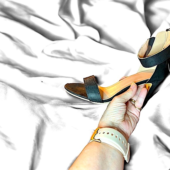 Women’s Black Suede Strappy Heels - Picture 3 of 7